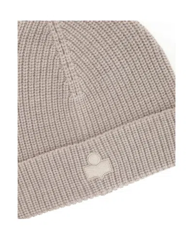 Isabel Marant Wool Hat With Logo Patch In Gray