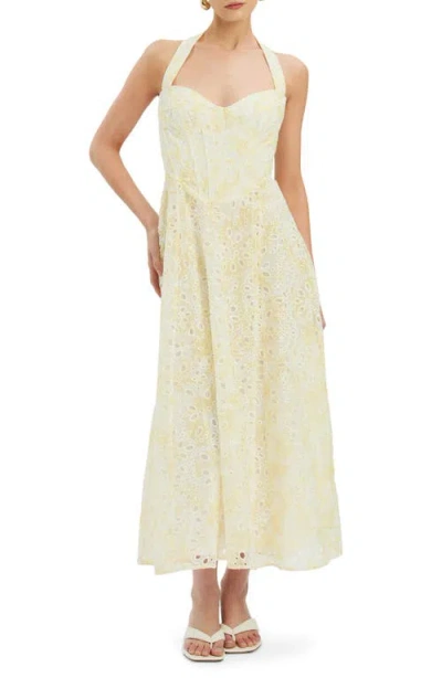 Bardot Pollie Halter Midi Dress In Yellow