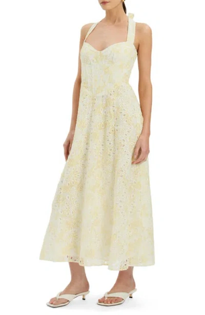 Bardot Pollie Halter Midi Dress In Yellow