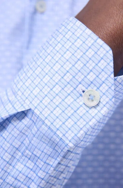 Bugatchi Jules Ooohcotton® Grid Check Button-up Shirt In Blue
