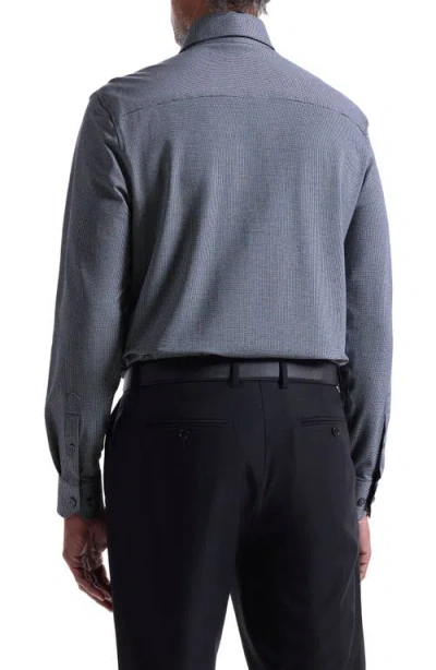 Bugatchi Devon Ooohcotton® Houndstooth Button-up Shirt In Blue