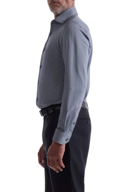 Bugatchi Devon Ooohcotton® Houndstooth Button-up Shirt In Blue