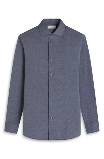 Bugatchi Devon Ooohcotton® Houndstooth Button-up Shirt In Blue