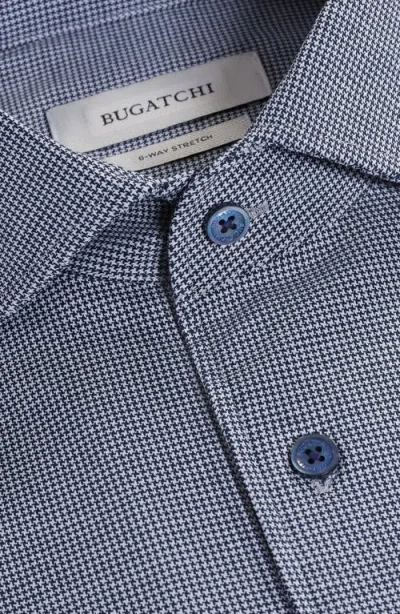 Bugatchi Devon Ooohcotton® Houndstooth Button-up Shirt In Blue