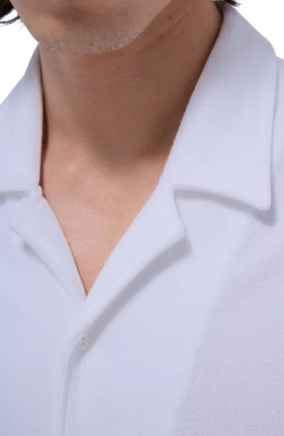 Bugatchi Terry Cloth Camp Shirt In White