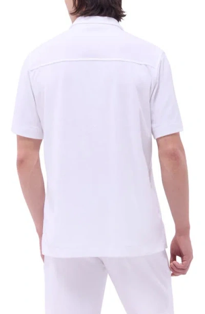 Bugatchi Terry Cloth Camp Shirt In White