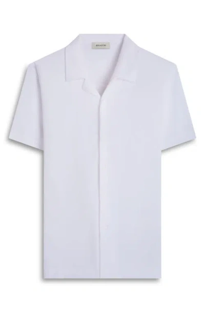 Bugatchi Terry Cloth Camp Shirt In White