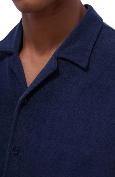 Bugatchi Terry Cloth Camp Shirt In Blue