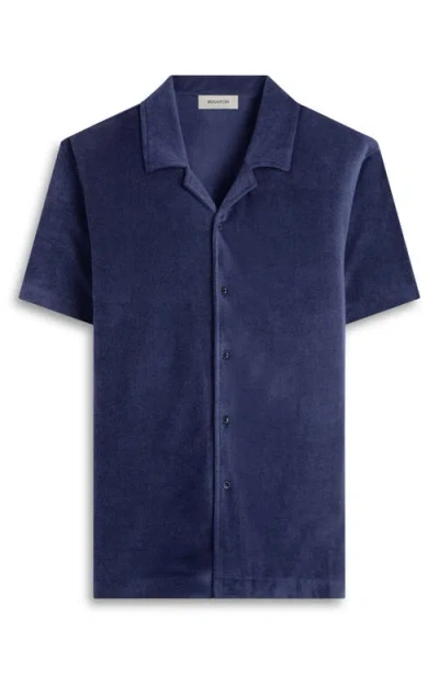 Bugatchi Terry Cloth Camp Shirt In Blue