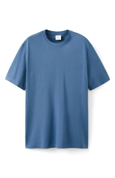 Mango Regular Fit Medium Weight Cotton T-shirt In Blue