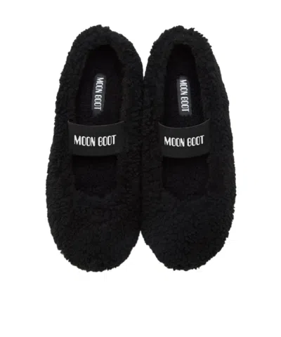 Moon Boot Mb Shearling Ballet Flats In Black Shearling