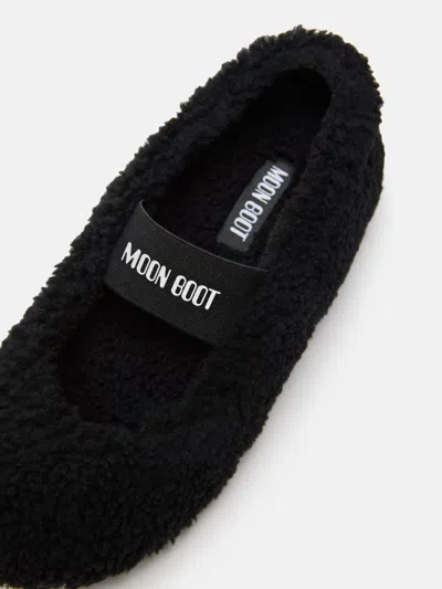 Moon Boot Mb Shearling Ballet Flats In Black Shearling