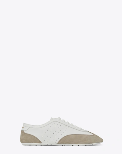 Saint Laurent Lou Low Top Sneaker In White And Grey