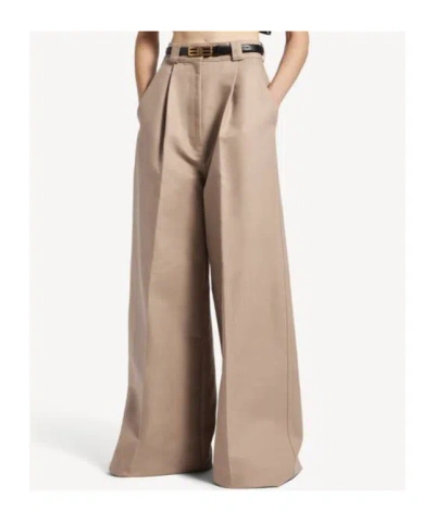 Balenciaga High Waist Pants Wide Leg Belt Loops In Neutral