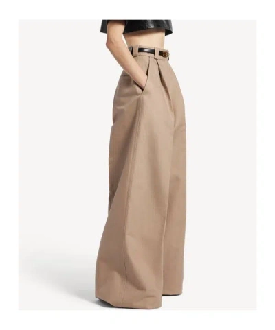 Balenciaga High Waist Pants Wide Leg Belt Loops In Neutral