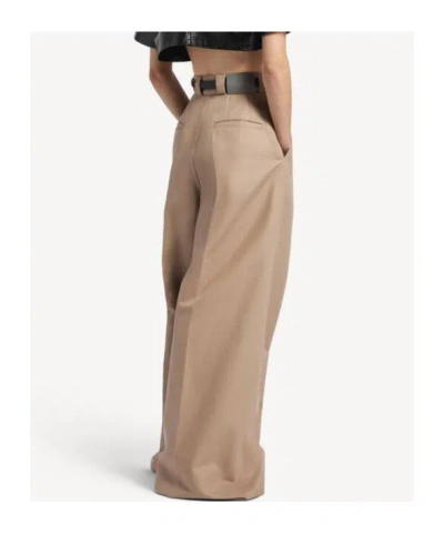 Balenciaga High Waist Pants Wide Leg Belt Loops In Neutral