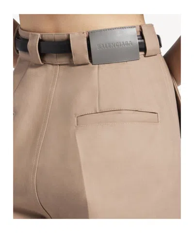 Balenciaga High Waist Pants Wide Leg Belt Loops In Neutral