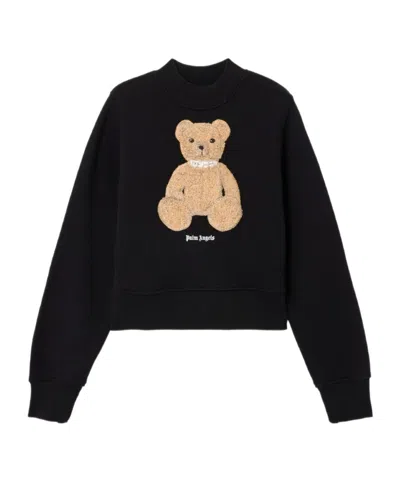 Palm Angels Bear Printed Crewneck Sweatshirt In Black