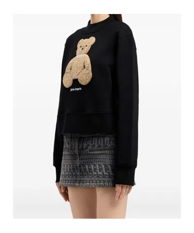 Palm Angels Bear Printed Crewneck Sweatshirt In Black