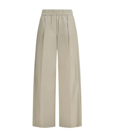 Brunello Cucinelli Elasticated Palazzo Pants In Neutral