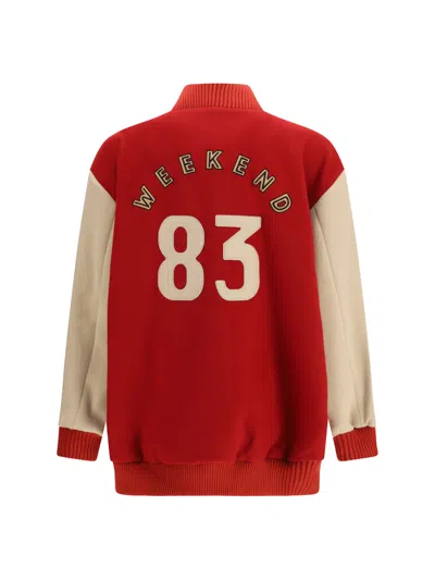 Weekend Max Mara Oversized Bomber In Double Wool In Red