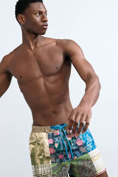 Desigual Printed Patch Swimsuit In Multi