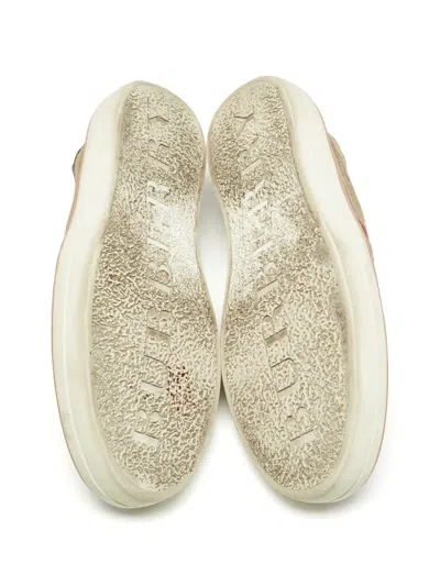 Pre-owned Burberry Check-pattern Suede Sneakers In Pink