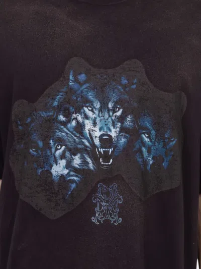 Kamiya Wolf-print Distressed T-shirt In Black