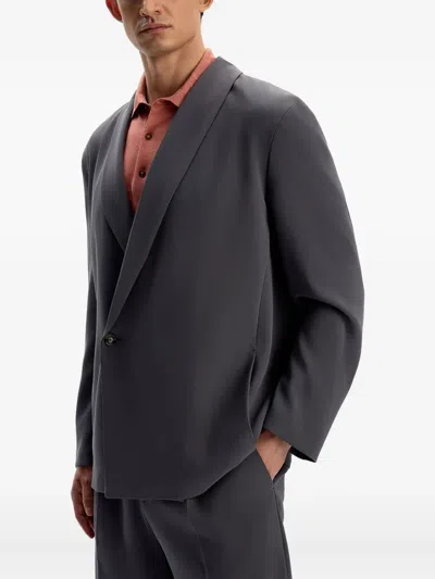 12 Storeez Shawl-collar Button Blazer In Gray