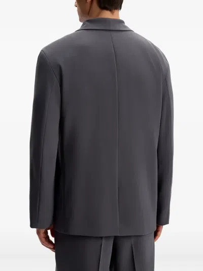 12 Storeez Shawl-collar Button Blazer In Gray