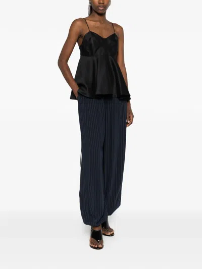 Rohe Paneled Duchesse-satin Peplum Bustier Top In Black