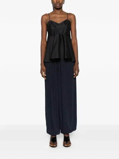 Rohe Paneled Duchesse-satin Peplum Bustier Top In Black