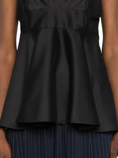 Rohe Paneled Duchesse-satin Peplum Bustier Top In Black