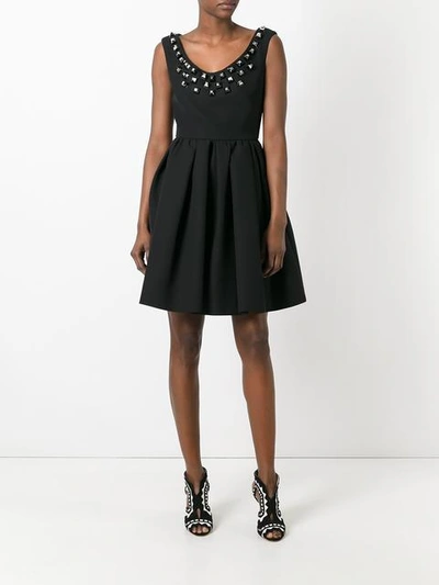 Shop Fendi Studded Crepe Dress In Black