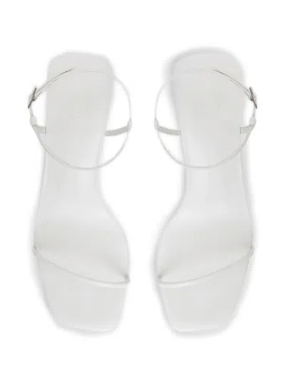 12 Storeez Ankle-strap Leather Sandals In White