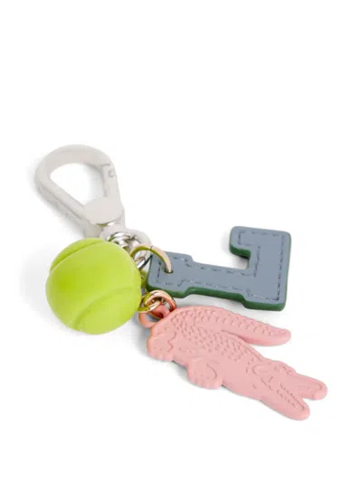 Lacoste Ball Logo Charm Keyring In Multi