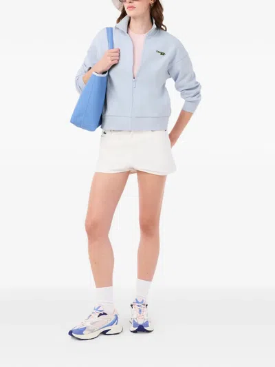Lacoste Zip-up Collared Sweatshirt In Blue