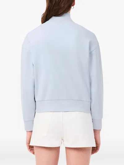 Lacoste Zip-up Collared Sweatshirt In Blue