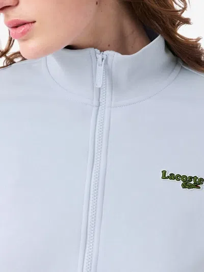 Lacoste Zip-up Collared Sweatshirt In Blue
