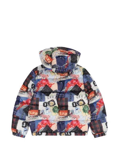 Guess Patchwork Hooded Jacket In Multi