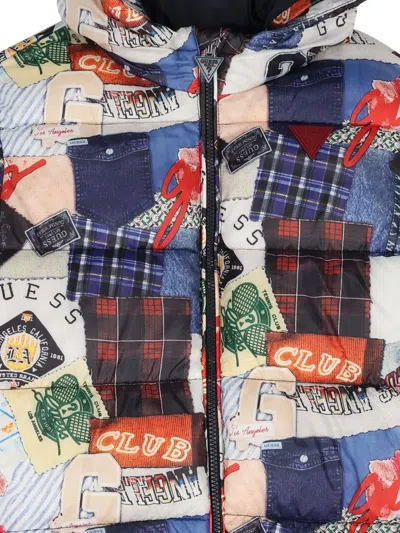 Guess Patchwork Hooded Jacket In Multi