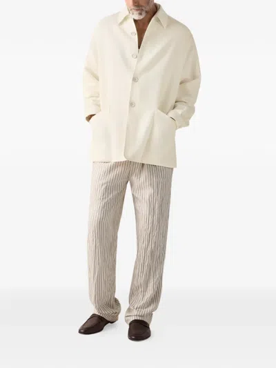 Zegna Button-up Wool Overshirt In Neutral