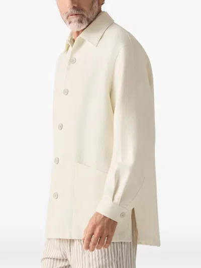 Zegna Button-up Wool Overshirt In Neutral