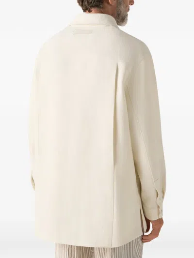 Zegna Button-up Wool Overshirt In Neutral
