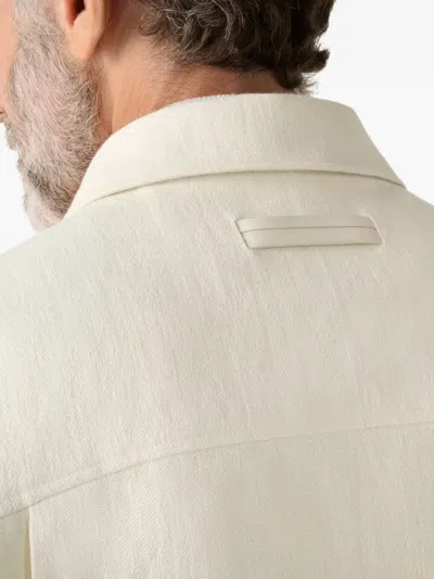 Zegna Button-up Wool Overshirt In Neutral