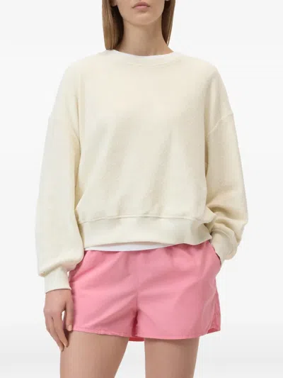 Closed Textured Cotton Crew Neck Relaxed Sweatshirt In Neutral