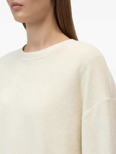 Closed Textured Cotton Crew Neck Relaxed Sweatshirt In Neutral