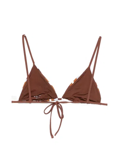 Sir Marais Striped-pattern Bikini Top In Brown