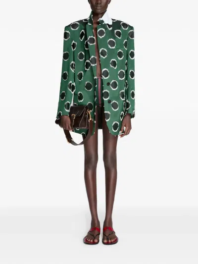 Dries Van Noten Polka Dot-pattern Oversized Blazer In Green