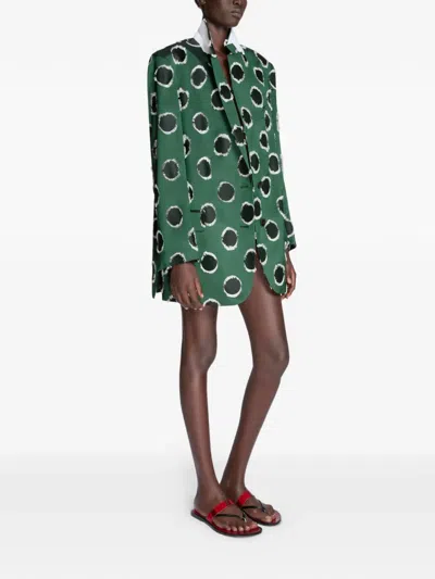 Dries Van Noten Polka Dot-pattern Oversized Blazer In Green